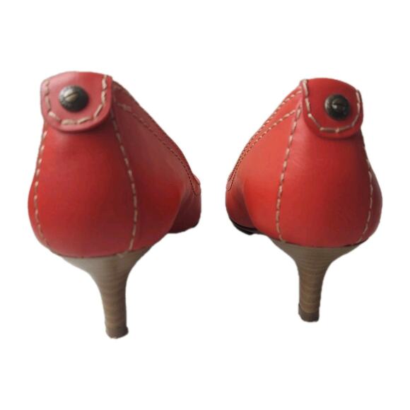 Calvin Klein Jeans Heels Size 9 Kaleigh Red Women's Leather Slip On Pumps - Picture 4 of 10